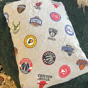 Pottery Barn Teen grey Pro Basketball  Sports Bedding.  Twin bottom sheet.